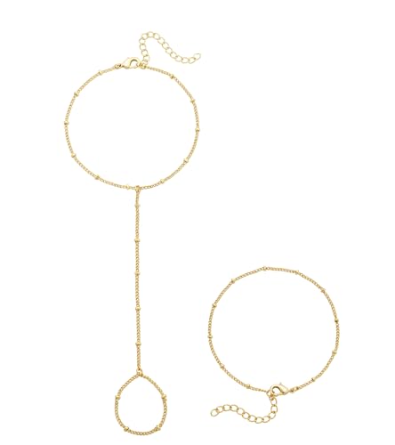 Image of adoyi Gold Bracelets for Women, 14K Gold Plated Stackable Bracelet Stack Set Adjustable Charm Paperclip Chain Cuban Link Layered Waterproof Jewelry Sets Gifts for Womens 6.5 Inch