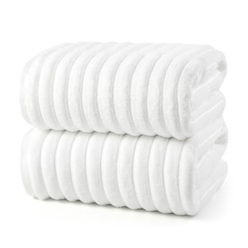 REDKISS 2 Pack Large Bath Towels 3163 inches 100% Cotton Super Soft and Absorbent Quick-Dry Towels Perfect for Bathroom Plush Shower Towels-White
