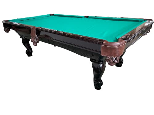 8 Ft. Tunierpoolbillard Billardtisch Pool Modell Winston Nr.:21 Billard mit 3cm starken Schieferplatten Tuchfarbe grün Gestellfarbe Nussbaum Braun