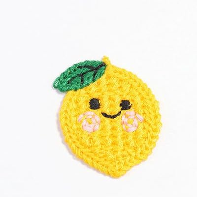 Parches de Bordado 30 Parches de Ganchillo Hechos a Mano 3 a 4 cm con Forma Fruta, pequeños Bordados for Planchar en la Ropa(Lemon 4.2 * 3.5cm)