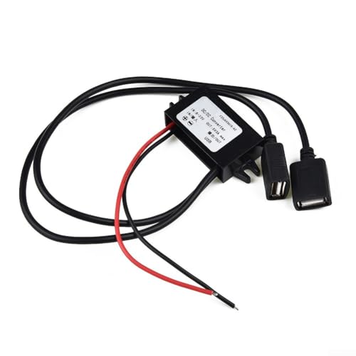 FABULETTA 12V to 5V 3A DC Step-Down Power Converter with Dual USB Ports IP68 Waterproof Shockproof Voltage Regulator for Car Motorcycle Boat RV Electronics