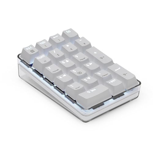 USBワイヤー21KEY機械キーパッド独立剤番号ロック機能とクリアハウジングシェルナマンパッドをコンピューター