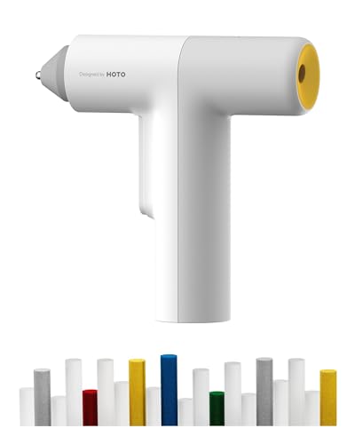 Pistola de pegamento caliente HOTO Easyflow, pistola de pegamento inalámbrica con 40 varillas,...