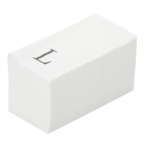 Restaurantware Paper Napkins Pack of 50 Silver Letter L Linen-Feel Disposable Guest Towels 15.75 x 7.87 Inches, Elegant Airlaid Silver Printed Design White Napkins with Monogram for Events by Restaurantware - Used condition - CA$9.49