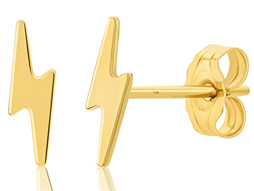 Solid 14K Gold Lightning Bolt Studs Dainty Small Earrings, Polished Finish, 8mm4