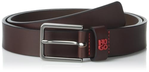 Ceinture Homme HUGO en cuir noir boucle fine et logo