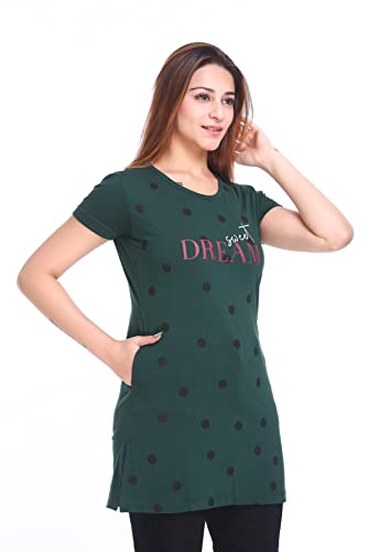 Image of Plush Women's Long Printed Cotton Round Neck Half Sleeve T-Shirt /Tshirts (DPL-PT-001)