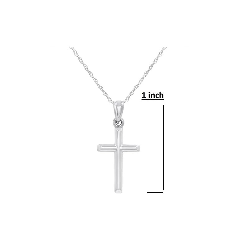 14k White Gold Cross Pendant Necklace on a 14K White Gold 18 in. chain - Image 4