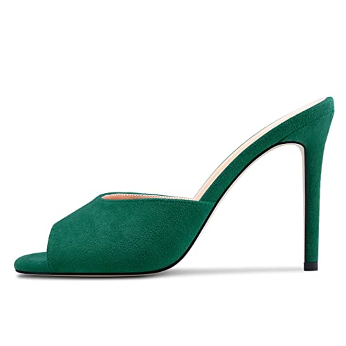 Image of TNYNFBEB Women Stiletto High Heel Peep Open Toe Sandals Slingback Slip-on Wedding Office Cute Basic Classic 3.9 Inches Heels