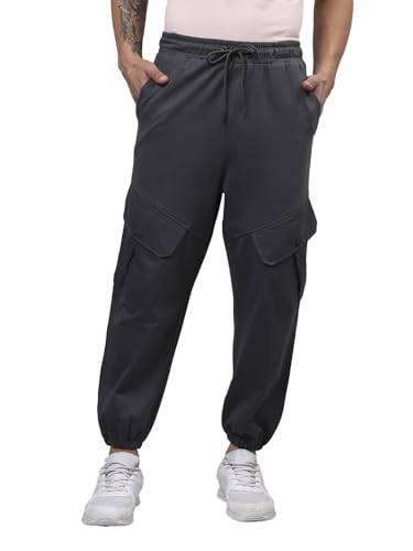 Image of Bewakoof Men's Cotton Super Loose Fit Joggers|Bewakoof Air 1.0 | Track pants for man | Lower for man | Trouser for men | Baggy trackpants for men | Multipurpose | Mens Lower Activewear | Utility Pockets | Lightweight & Flexible Elastic Waist | Casual Joggers | Loose Fit
