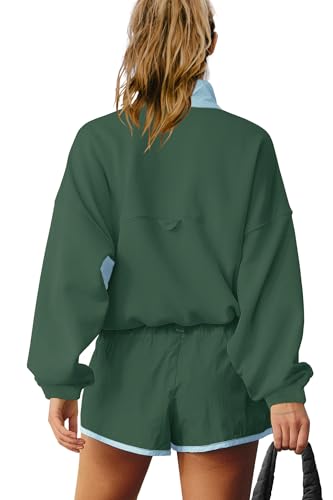 LAMISSCHE Work out Sets Gym for Women Sweatsuits 2 Piece Set Long Sleeve Top & Shorts Active Wear Sets with Pockets4