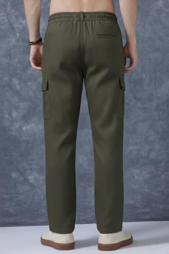 Image of Men's Multi Color Cargo Casual Trousers | Men's Regular Fit Straight Pants | Comfortable Stylish Cargo for Men | Soft Fabric for Everyday Wear, Travel & Office | Linen Cotton Bottom Wear