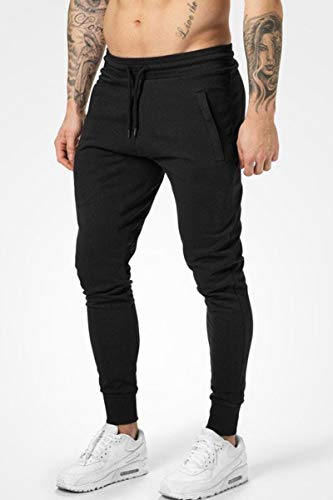 REPPUNK Calça de moletom masculina de corrida casual esportiva com bolso e cordão, Vermelho, Large