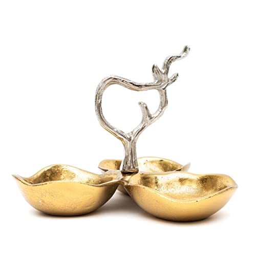 Gute Gold Cluster Decorative Bowls, Snack Bowl With Silver Tree Branch Chip And Dip Serving Platter For Nuts, Chips, Appetizers, Salsas, Condiments Serveware, Entertaining, Parties, Weddings #TOP25