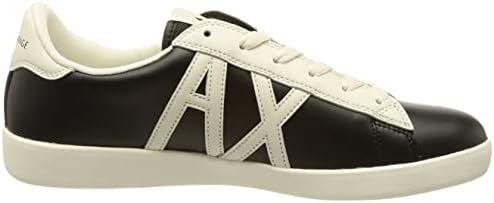 A|X Armani Exchange Men's Leather Logo Low Top Sneaker, Black+Opt.White, 7 | Image 5