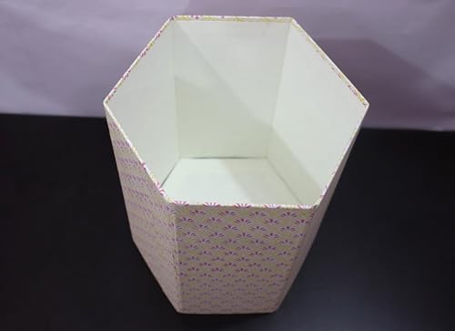 Image of 3.3 Gallon Cotton Hand Block Printed Paper Waste Basket |Small Decorative Trash Can for Housewarming Gifts in Living Room, Bedroom, Bathroom | Eco-Friendly, Plastic-Free (1, Small Yellow Pink)