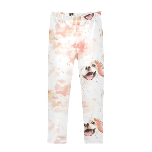 Watercolor Dog Cute Animal Girls Casual Leggings for Kids Printed Long Pant Bottoms Stretch and Soft