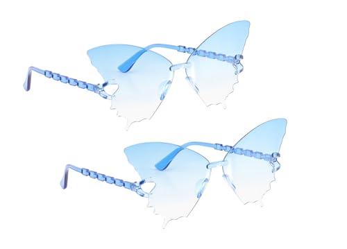 Chaks - Gafas de mariposa, juego de 2, gafas de fiesta para mujer con cristales de colores, accesorio de disfraz para fiestas y festivales