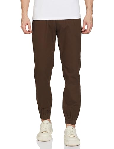Image of The Indian Garage Co Men Slim Fit Solid Mid-Rise Joggers