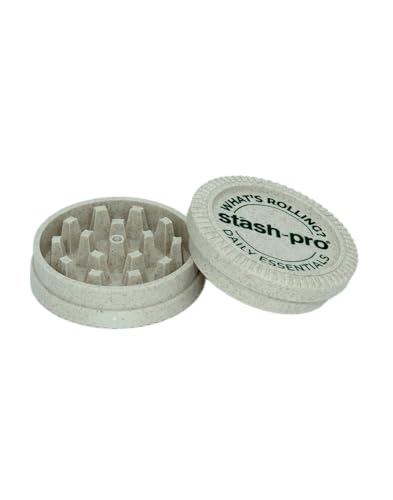 Image of Stash-Pro Herb Grinder - Compact 2-Part Crusher with Magnetic Lid | Durable Plastic Build | Portable for Daily Essentials (Cream)
