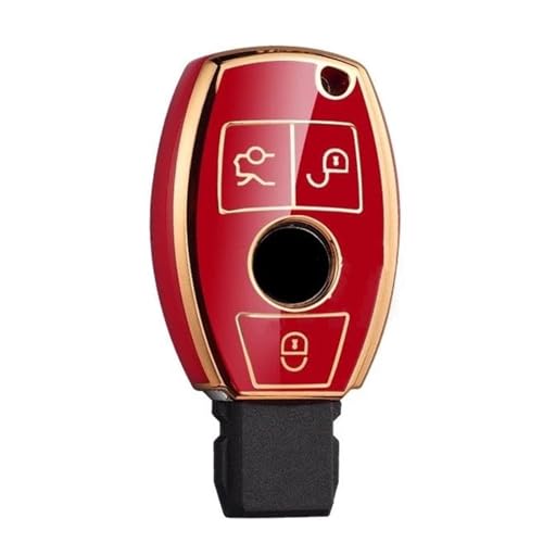 Coque clé Mercedes antichoc en TPU plaqué rouge anti-rayure W204