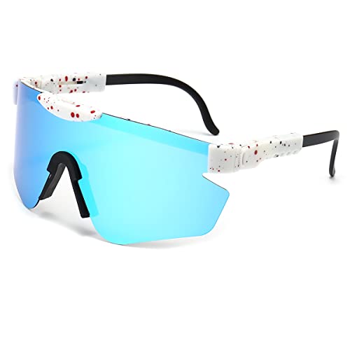 Jovakit Fashion Sports Cycling Polarized Sunglasses For Men Women Outdoor The New Sports Glasses Uv400 Protection Goggles (White/Blue Mirror) #TOP11