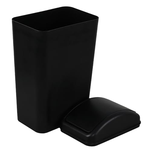 Image of 12L /3.5 Gal Plastic Swing-Top Trash Can, Black Slim Garbage Can