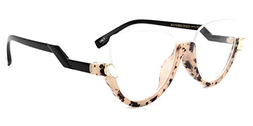 Image of Zeelool Stylish Semi-rimless Cat Eye Glasses Frame for Women with Non-prescription Clear Lens Felicia VHP0189-07 Light /Tortoise