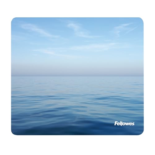 Fellowes Alfombrilla para ratón reciclada, Base de Goma Antideslizante, fácil de Limpiar, Fabricada con Materiales reciclados, Compatible con Ratones ópticos y láser, 228 x 203 x 2 mm, Océano Azul