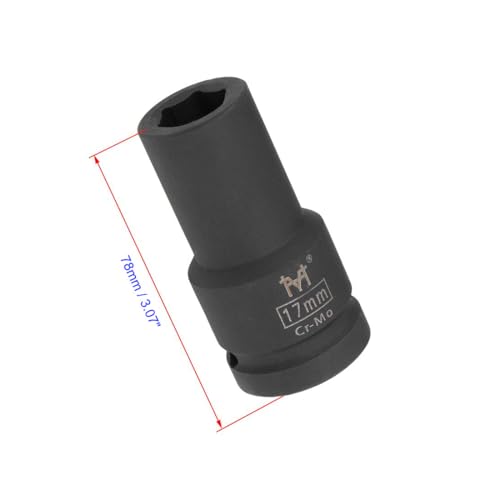 Unifizz 3/4 Inch Drive - 17mm Deep Impact Socket with 6 Point Design, Heat-Treated Cr-V Steel 78mm Length, Metric Sizes - Image 2