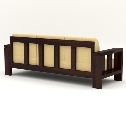 Image of NATRAJ ART & CRAFT Sheesham Wood 7 Seater Sofa Set for Living Room Wooden 3+2+2 Sofa Set for Living Room Furniture (Walnut Finish)