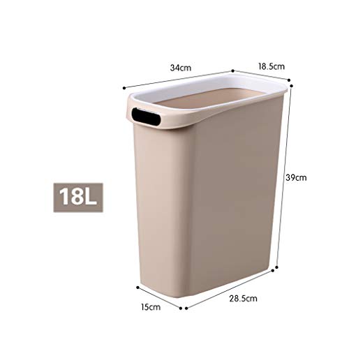 WEWE Gran Capacidad Cubo de la Basura,Sin Tapa con Anillo de presión Basura Plástico Rectangular Papelera-J 34x18.5x39cm(13x7x15inch)