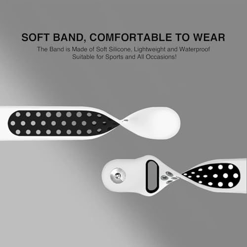 Image of TECHONTO Soft Silicone 22mm Watch Band Strap with Rust-Free Button Compatible with Amazfit GTS 2 Mini, Bip, GTS, Samsung Galaxy Watch 4 & Watch 5 (White & Black)