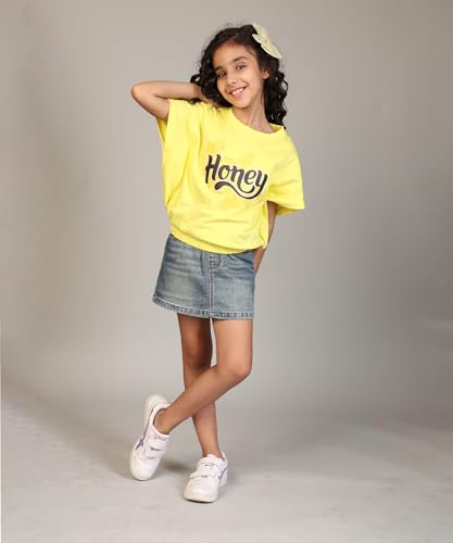 Image of KYDA KIDS 100% Cotton Crop top for Girls - Printed Half Sleeve Stylish Tshirt, Regular Fit Tops for Girls - (Pack of 3)