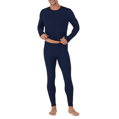 Image of Cuddl Duds Heavyweight 2 Piece Sets Base Layer Thermal Underwear for Men | Winter Clothing, Fleece Lined Long Sleeve Top & Leggings, Soft Lounge Set for Cold Weather, Moisture Wicking Heat Retention