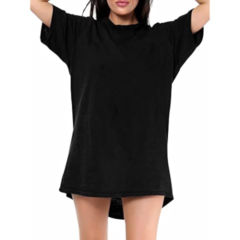 Love My Fashions® Women’s Plain Cotton Night Wear Long T-shirt soft and comfy Nightdress for ladies With Front Pocket Crew Neck Short Sleeves Nightie Sleepwear Top plus Sizes UK=S-3XL Black Cover