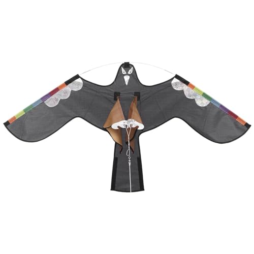 Cometa de pájaro halcón, cometa voladora espantapájaros - Cometa voladora de halcón de pájaro reflectante con plumas simuladas - Cometa que vuela del repelente del espantapájaros del protector de la g