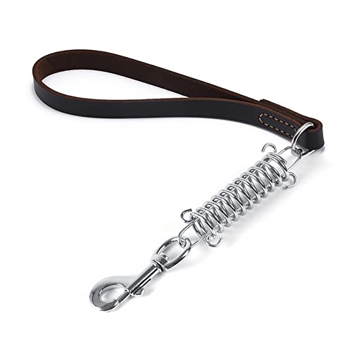 Guinzaglio Corto per Cani, Corda di Trazione in Pelle, Cintura Retrattile con Molla in Acciaio Inox, Guinzagli per Cane per Taglia Piccolo, Media e Grande, Addestramento All'Aperto