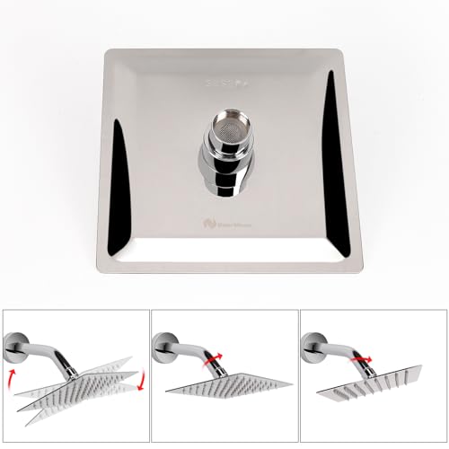 Nearmoon Rain Shower Head, High Flow Stainless Steel Square Rainfall Showerhead, High Pressure Design, Awesome Shower Experience Even At Low Water Flow (6 Inch, Chrome Finish)