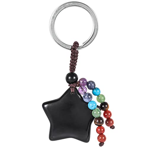 moonsix Crystal Star Keychain with 7 Chakra Beads Natural Reiki