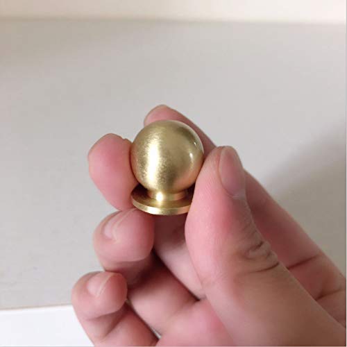 Tiazza 4pcs Round Solid Brass Knobs Antique Cabinet Drawer Small Handle Modern Minimalist Pulls (Gold) - Image 4