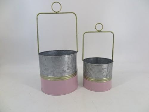 212 Main Pastel Pink Dipped Bucket Shaped Hanging Planters, Set of 2