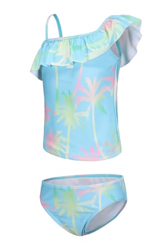 Image of Girls Two Piece Swimsuits Hawaiian Ruffle Tankini Swimwear Bathing Suit Set