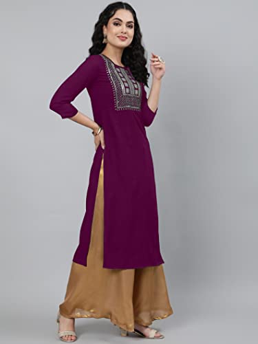 Image of Femvy Women's Rayon Solid Regular Kurti