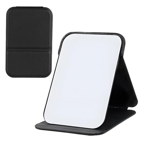 peiqiup Specchi da Tavolo (2 Pcs), 16 x 11cm Specchio Trucco Pieghevole, 10.5 x 7cm Specchio portatile, rivestito in pelle PU, perfetto per resistente, viaggi, tavolo da trucco (Nero)