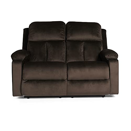 Wakefit Recliner | 3 Years Warranty | Velvet Fabric Manual Recliner Sofa 2 Seater | Recliner Chair | Stargazer - Stone,Brown