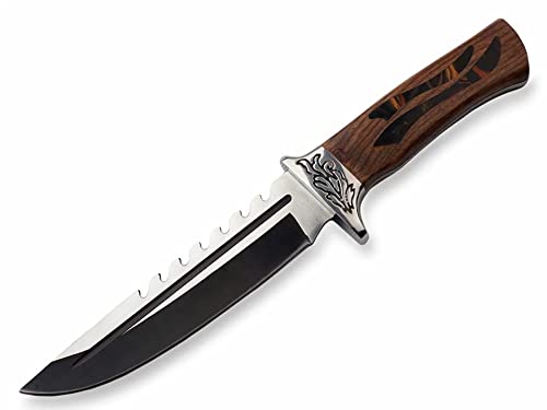 BSH Adventure Jagd-Messer mit feststehender Straight Back-Klinge aus Stahl 440, Full Tang (Vollerl) Messertyp, Survival- und Outdoor-Messer mit Holster aus Cordura, Gewicht 290 g, Gesamtlänge 30cm Cover