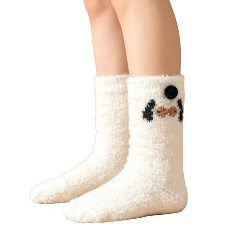 Generisch Invierno Rayas Coral Terciopelo Felpa Caliente Casa Calcetines Dormir Medias Rayas Embarazo Proclamar Calcetines, Blanco, Talla única