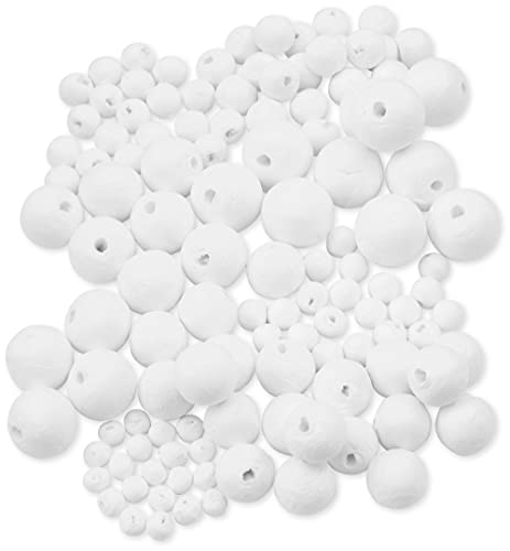Assortiment de 120 boules en ouate de cellulose ø 6-25 mm - 8 tailles - parfait pour les fleurs en papier crépon et le loisir créatif - SPUNNYS