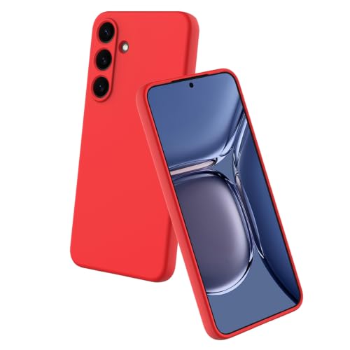 Image of Back Cover for Samsung Galaxy S25 Plus 5G | Full Camera Protection | Premium Liquid Silicon Case | Flexible Bumper Case for Samsung Galaxy S25 Plus 5G (Red)